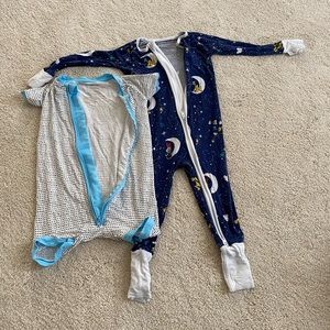 Little sleepies size 18-24 mo shorty romper and size 12-18 mo long sleeve zippy